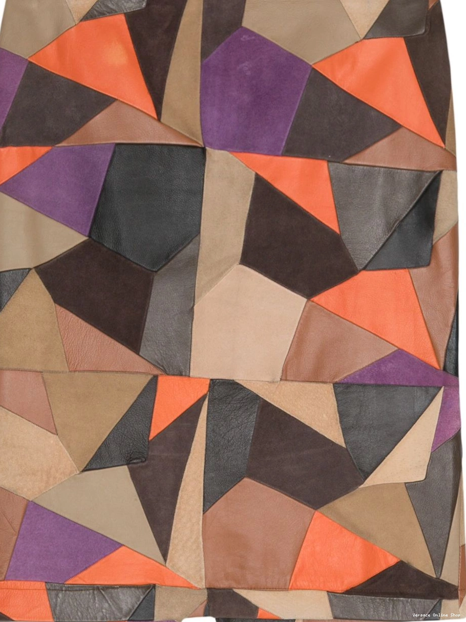Affordable leather 2000s Versace miniskirt Women geometric-print 0405
